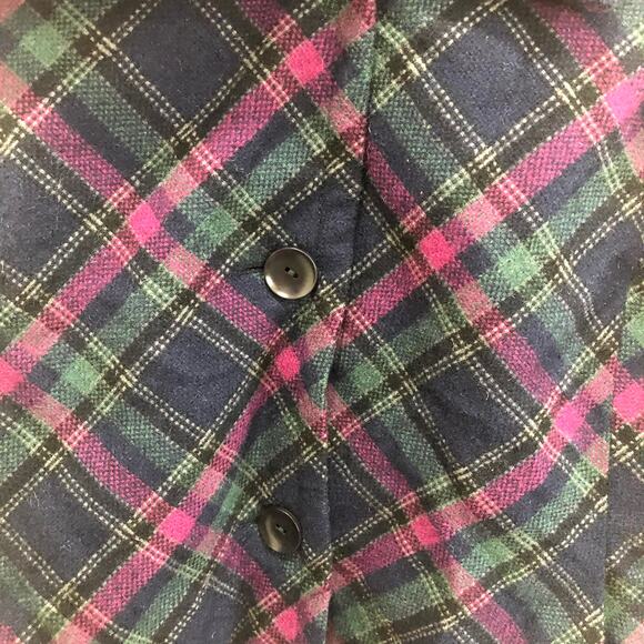 Talbots Wool Pink Green Blue Plaid Peacoat Size 8 - Picture 2 of 9